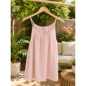 ONA Casual Peach Sleeveless Blouse 1X Flowy Pleated Top